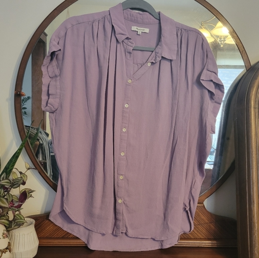Madewell central drapey shirt in lilac size L
